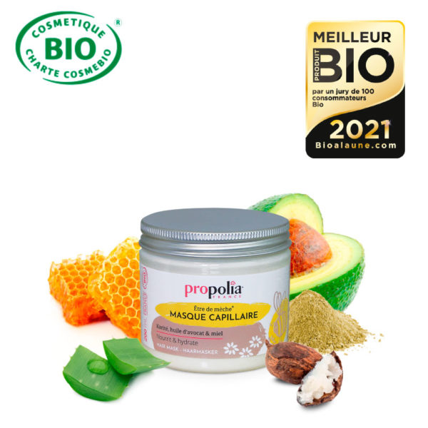 Masque capillaire propolis, huile d'avocat et karité.