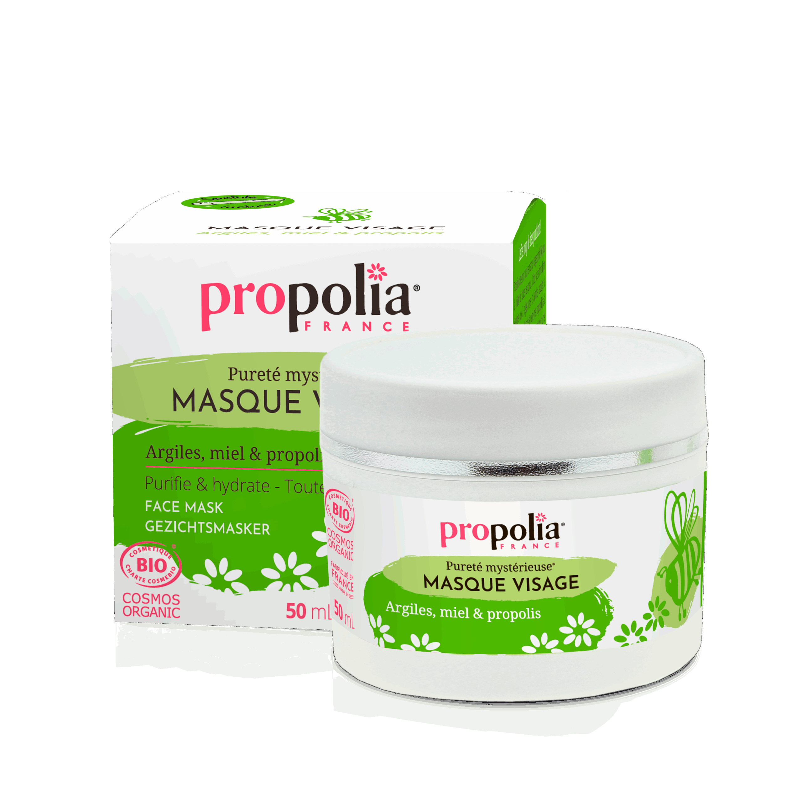 Organic face mask with honey clay and propolis