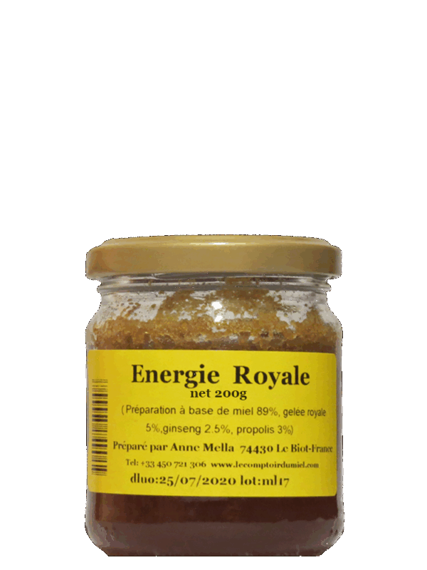 Energie royale à base de miel, propolis, gelée royale et ginseng 200g