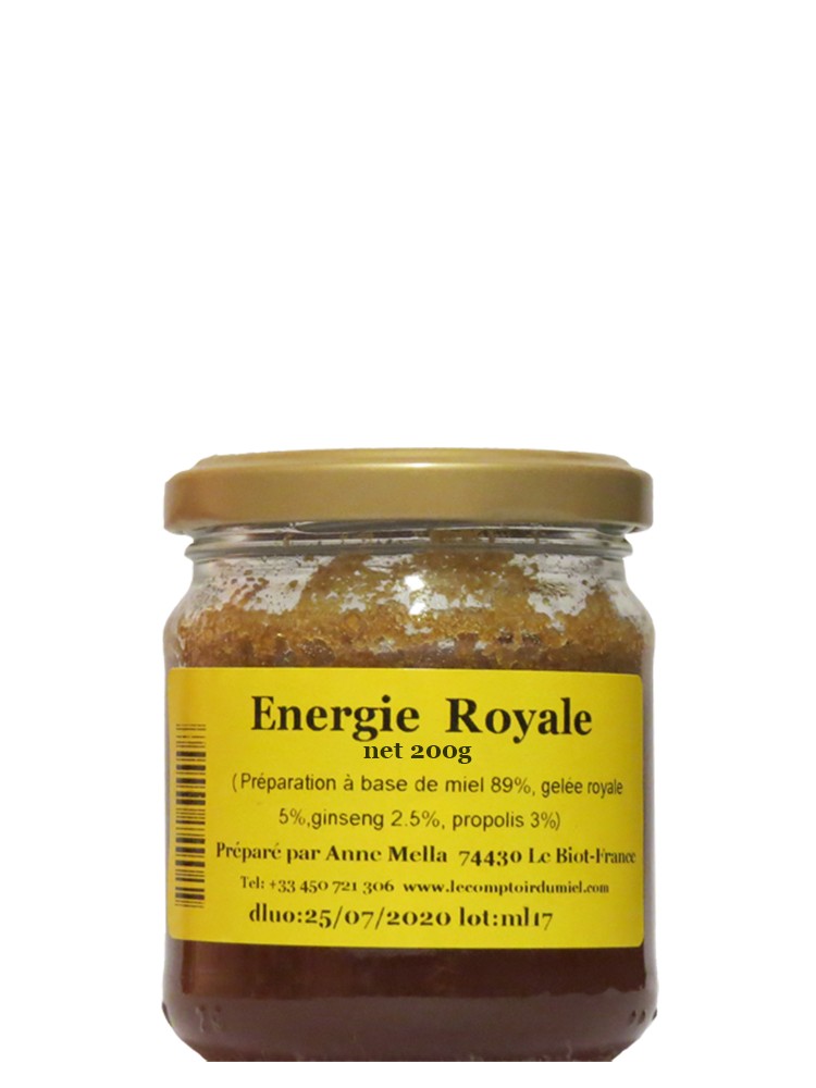 Energie royale à base de miel, propolis, gelée royale et ginseng 200g