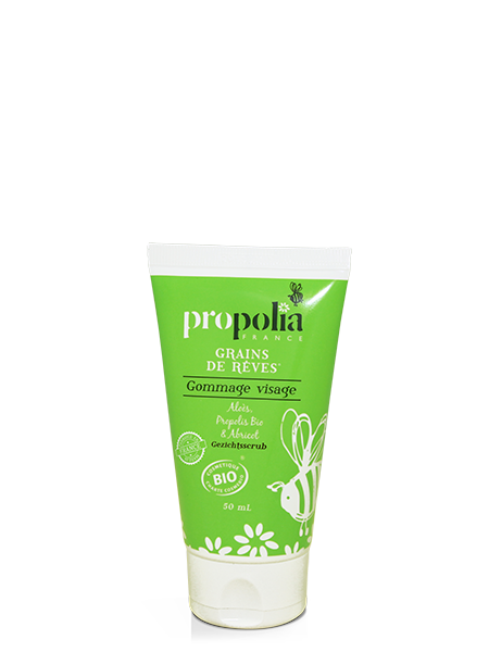 Gommage visage propolia, maïs, propolis et abricot