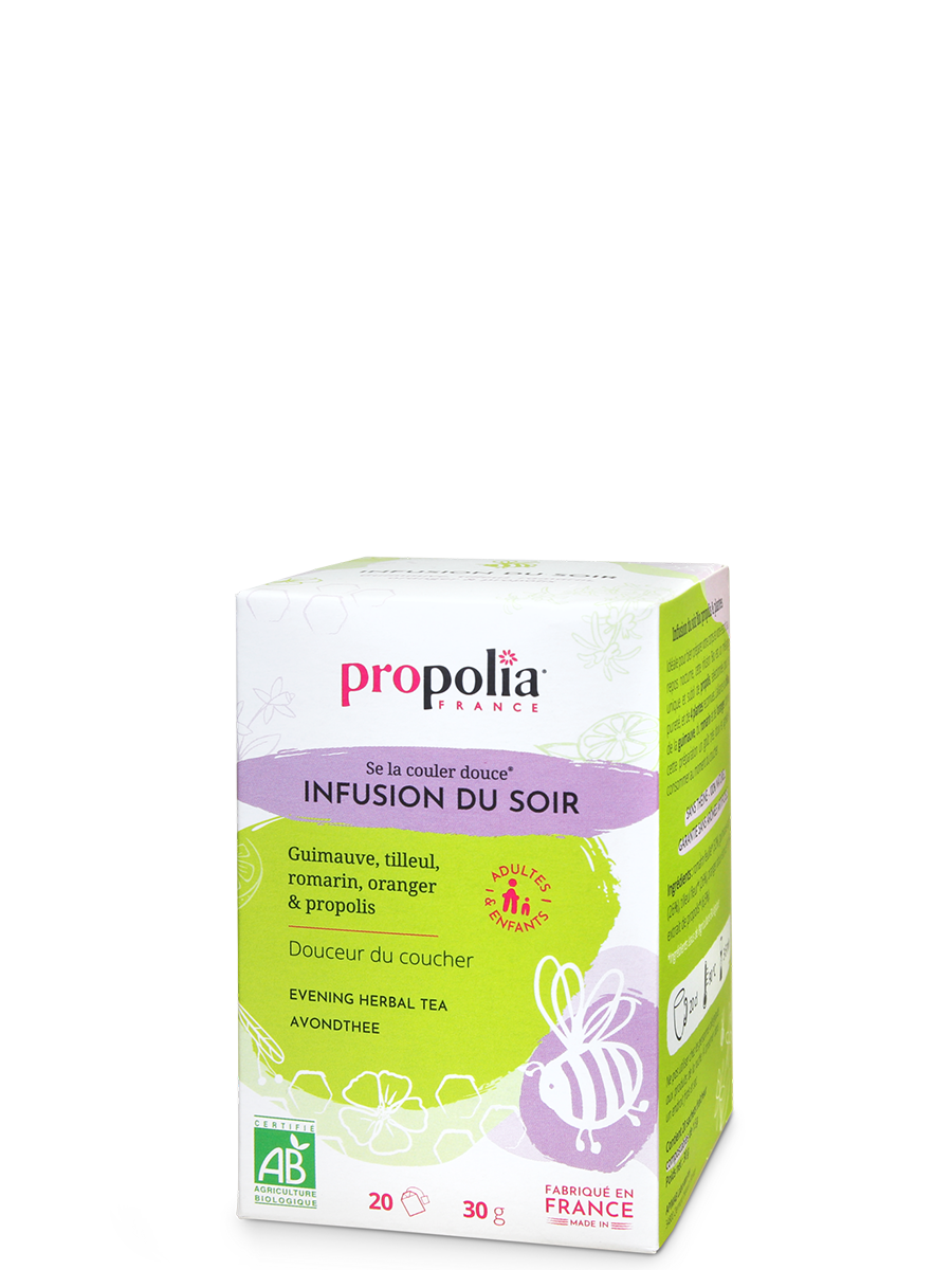 infusion du soir : guimauve, tilleul, romarin, oranger et propolis