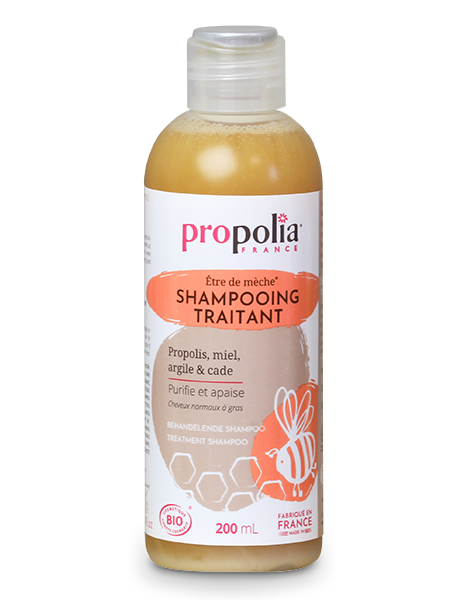 Shampooing traitant, propolis, miel, argile et cade