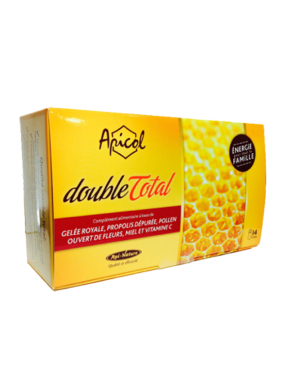 Double total, fioles gelee royale, pollen, propolis