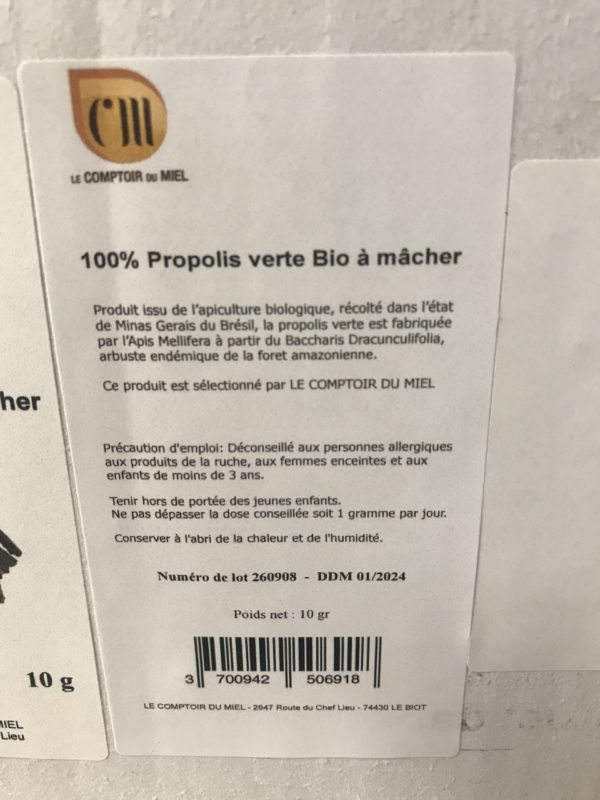 Propolis verte BIO du Brésil à mâcher sachet de 10g