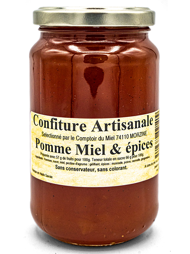 Confiture artisanale de Pomme, Miel et épices pot de 430g