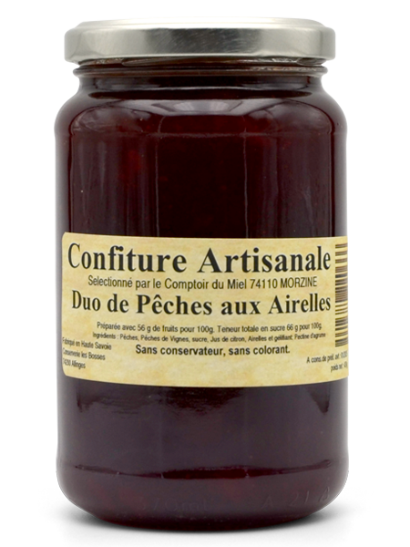 Confiture artisanale Duo de Pêches aux Airelles